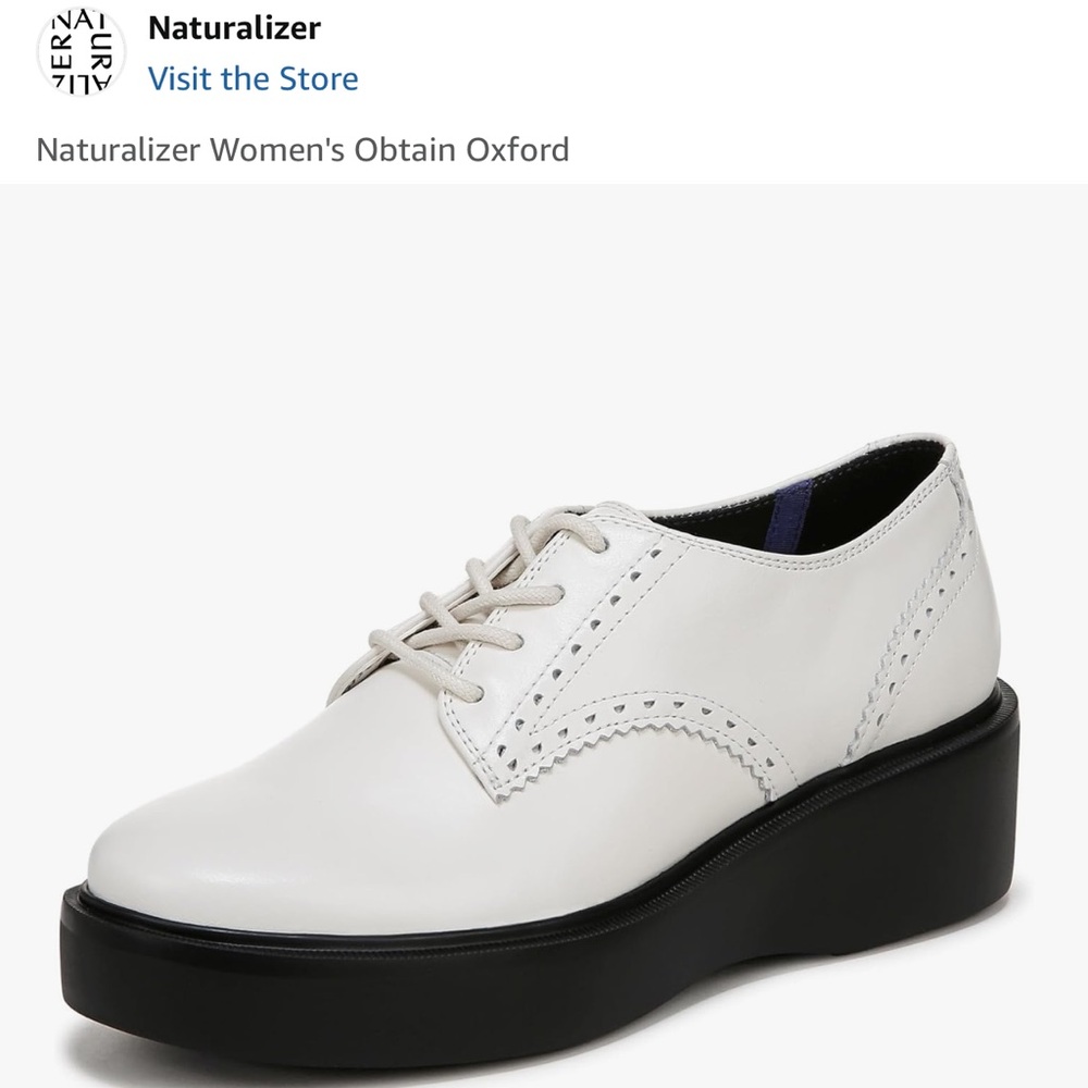 Naturalizer Women's White Platform Obtain Oxfords NEW